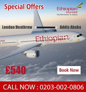 London Gatwick to Addis Ababa with Ethiopian Airlines